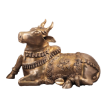 Large Brass Nandi Sculpture | 21.5" x 34" x 14" | 30 kg | Antique Finish | Traditional Hindu Temple Bull Masterpiece | Sacred Art | Jaipurio